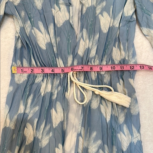 Palmacea Blue and White Floral Swimwear Resort Coverup with Flowing Design - Picture 7 of 15